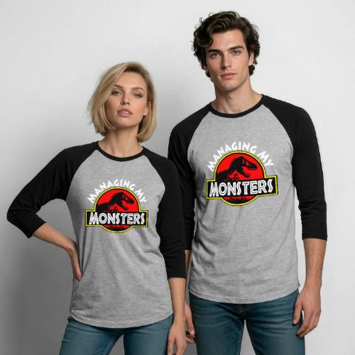 Managing my monsters - Unisex Baseball T-Shirt