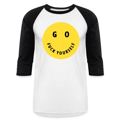GO FUCK YOURSELF Smile and Eyes Yellow Circle - Unisex Baseball T-Shirt