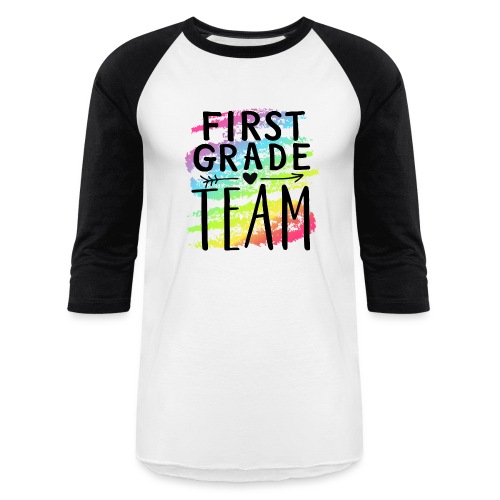 First Grade Team Crayon Splash Teacher T-Shirts - Unisex Baseball T-Shirt