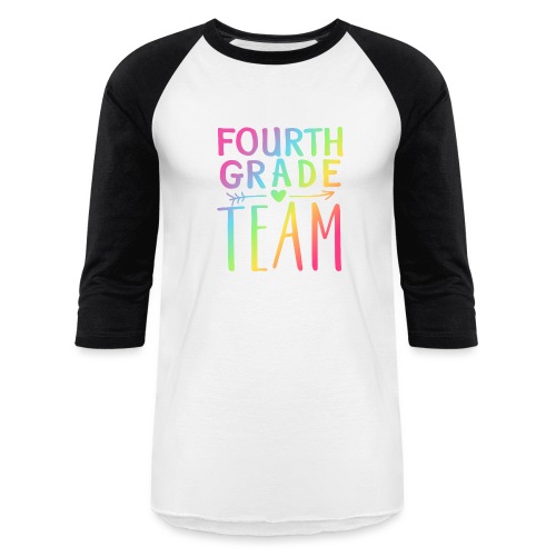 Fourth Grade Team Neon Rainbow Teacher T-Shirts - Unisex Baseball T-Shirt