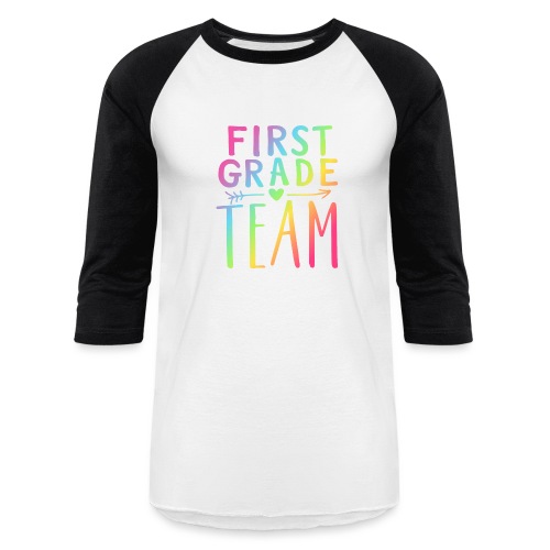 First Grade Team Neon Rainbow Teacher T-Shirts - Unisex Baseball T-Shirt