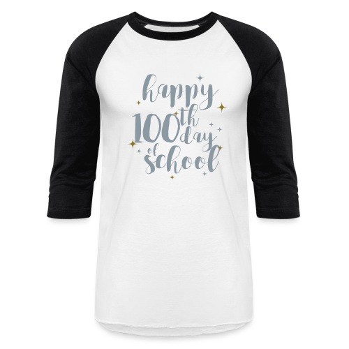 Metallic Happy 100th Day of School Glitter Teacher - Unisex Baseball T-Shirt