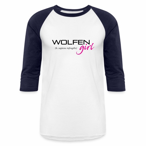 Front/Back: Wolfen Girl on Light - Adapt or Die - Unisex Baseball T-Shirt