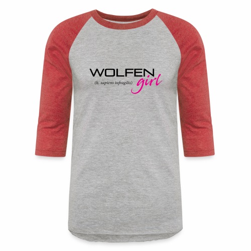 Front/Back: Wolfen Girl on Light - Adapt or Die - Unisex Baseball T-Shirt