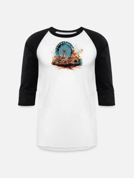 Amusement-Park Theme-Park Ferris-Wheel Funfair - Unisex Baseball T-Shirt - white/black