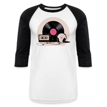 never forget 90s - Unisex Baseball T-Shirt - white/black - Front - AI Model Female 172 light (172cm) & AI Model Male 178 light (178cm)