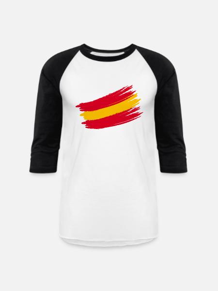 Espana Spain Spanish Flag Brush Design - Unisex Baseball T-Shirt - white/black