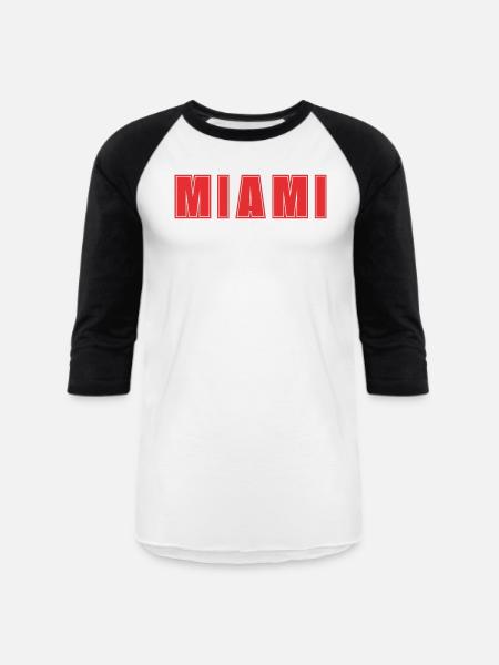 MIAMI RED Theme - Unisex Baseball T-Shirt - white/black