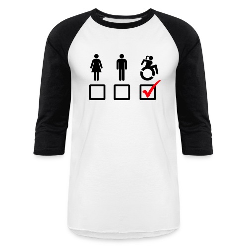 Female wheelchair user, check! - Unisex Baseball T-Shirt
