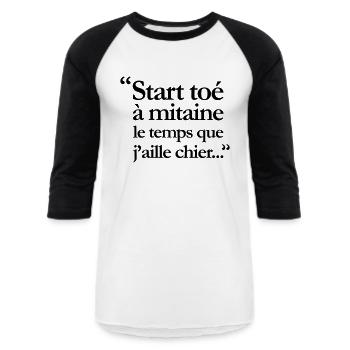 Vulgar slogan - Unisex Baseball T-Shirt - white/black - Front - AI Model Female 172 light (172cm) & AI Model Male 178 light (178cm)