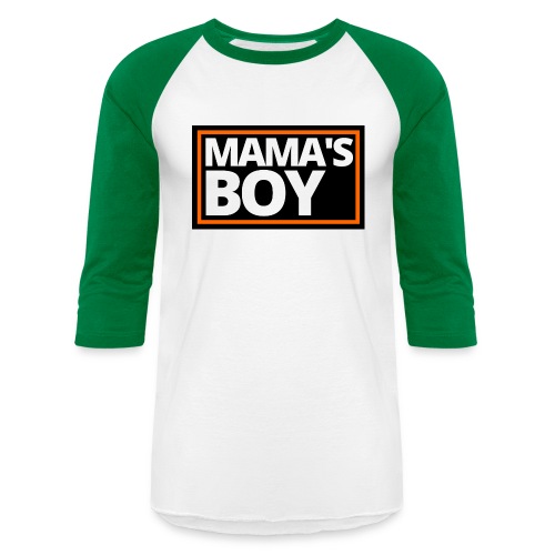 MAMA's Boy (Motorcycle Black, Orange & White Logo) - Unisex Baseball T-Shirt