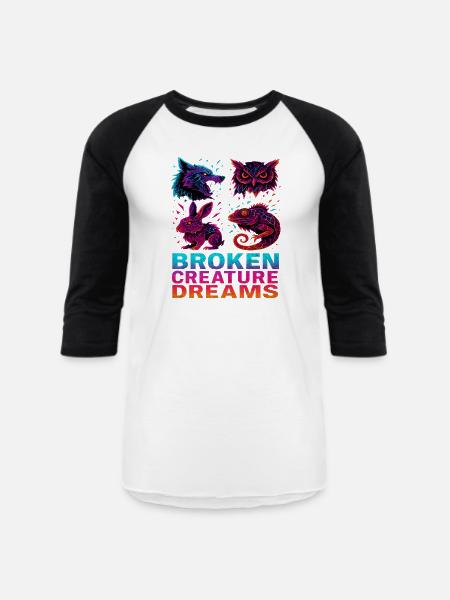Bizarre Abstract Animals Broken Creatures - Unisex Baseball T-Shirt - white/black
