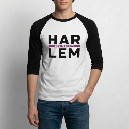 Harlem Stacked Lettering - Unisex Baseball T-Shirt