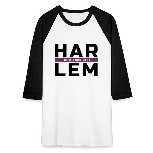 Harlem Stacked Lettering - Unisex Baseball T-Shirt