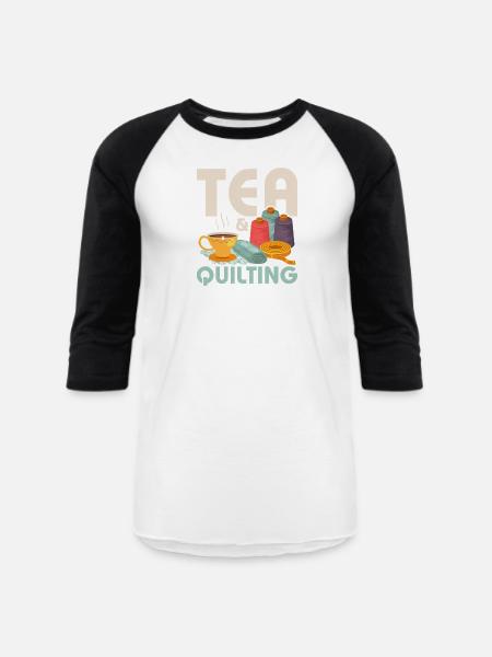 Tea & Quilting Sewing Quilter - Unisex Baseball T-Shirt - white/black