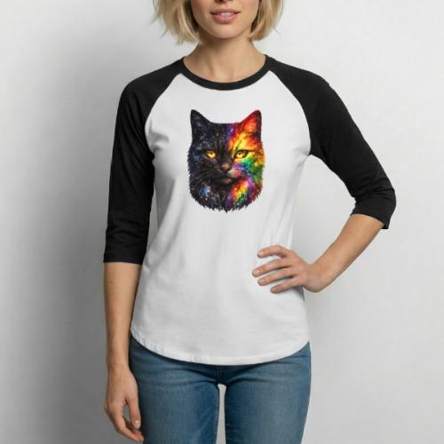 Cosmic Galaxy Rainbow Cat - Unisex Baseball T-Shirt
