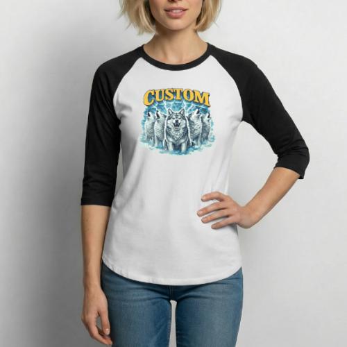 Custom Wolf Pack Howling Moon Vintage Wilderness - Unisex Baseball T-Shirt