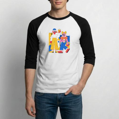 Bold Geometric Duo Pop Art - Unisex Baseball T-Shirt