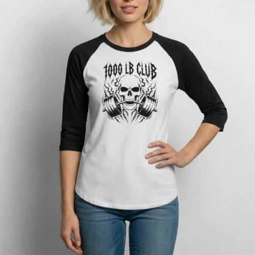 1000 LB Club Skull Barbell Powerlif - Unisex Baseball T-Shirt
