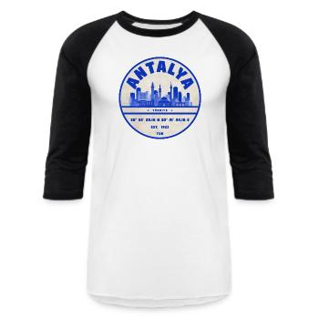 Antalya Skyline - Unisex Baseball T-Shirt - white/black - Front - AI Model Female 172 light (172cm) & AI Model Male 178 light (178cm)