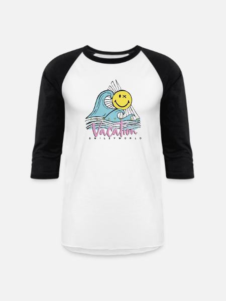 SmileyWorld Always On Vacation - Unisex Baseball T-Shirt - white/black