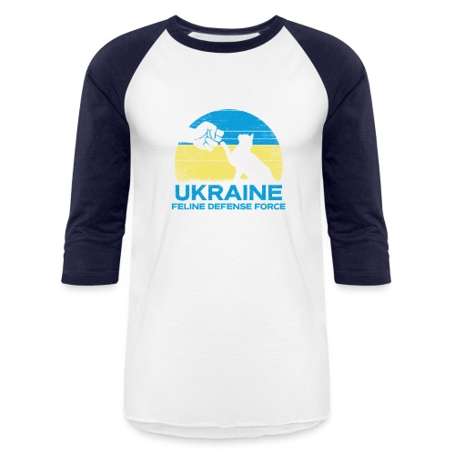 Retro Ukraine Feline Defense Force - Unisex Baseball T-Shirt