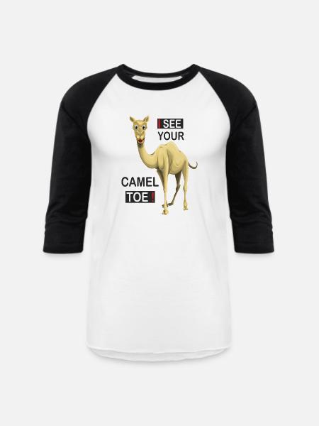 camel toe funny design - Unisex Baseball T-Shirt - white/black