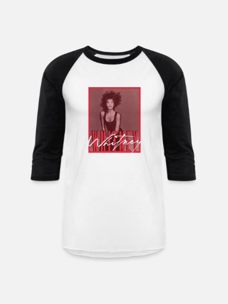 Whitney Houston Photo With Autograph And Nameplate - Unisex Baseball T-Shirt - white/black