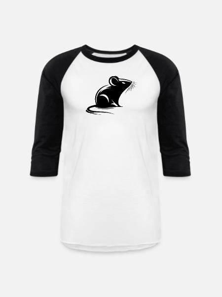 Mouse Drawing Tattoo Style - Unisex Baseball T-Shirt - white/black
