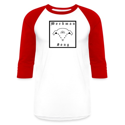 White Workman Song Lamb Logo with Text - Unisex Baseball T-Shirt