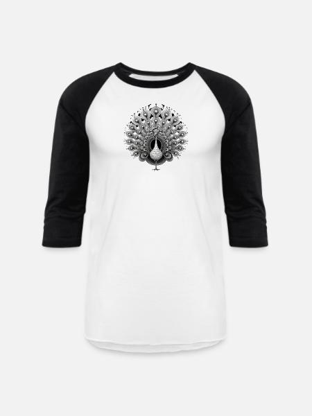 Peacock - Unisex Baseball T-Shirt - white/black