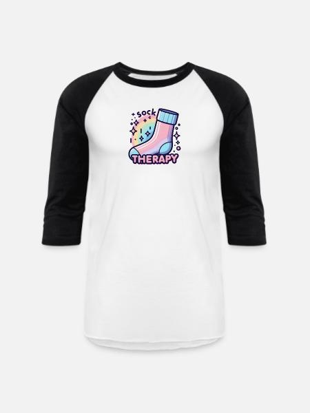 Stocking: Sock therapy - Unisex Baseball T-Shirt - white/black