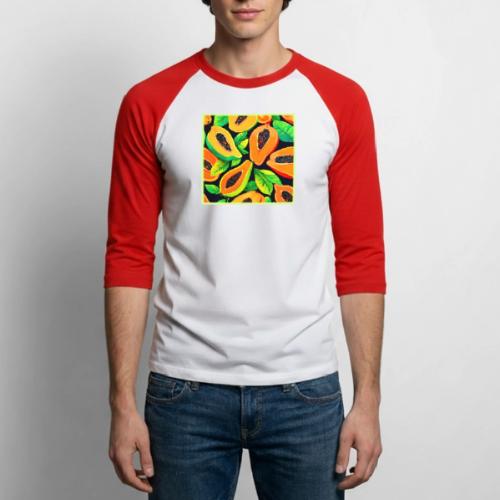 Tropical Papaya Paradise - Unisex Baseball T-Shirt