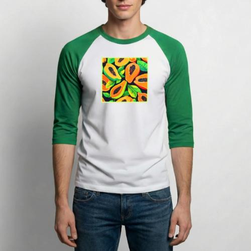 Tropical Papaya Paradise - Unisex Baseball T-Shirt