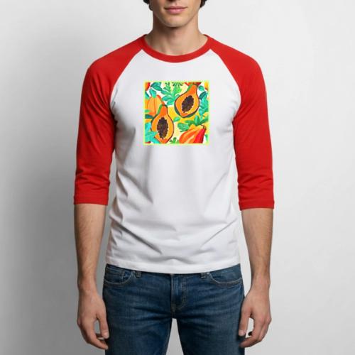 Tropical Papaya Pop Art - Unisex Baseball T-Shirt
