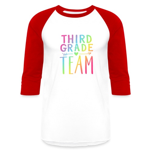 Third Grade Team Neon Rainbow Teacher T-Shirts - Unisex Baseball T-Shirt