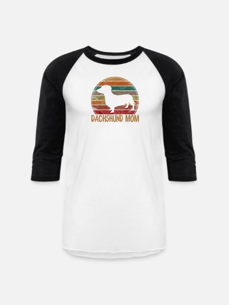 Dachshund Mom Retro Rainbow - Unisex Baseball T-Shirt - white/black