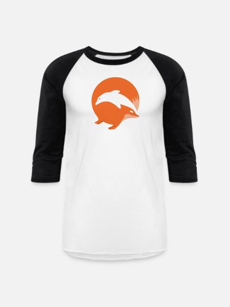 Fox or Dolphin in this fun optical illusion - Unisex Baseball T-Shirt - white/black