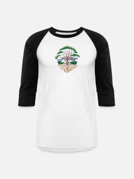Floating Harmony Tree - Unisex Baseball T-Shirt - white/black