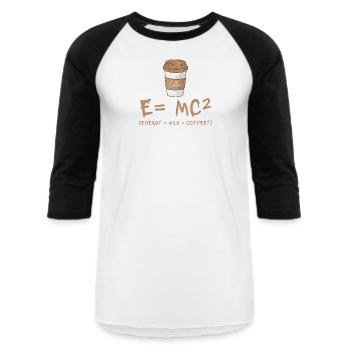 Funny Energy milk coffee science - Unisex Baseball T-Shirt - white/black - Front - AI Model Female 172 light (172cm) & AI Model Male 178 light (178cm)