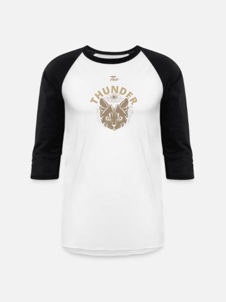 Solar Feline Emblem - Unisex Baseball T-Shirt - white/black