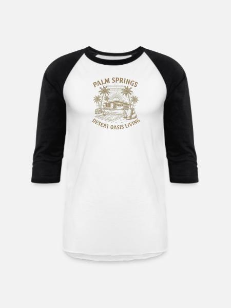 Desert Oasis Sunset Bench - Unisex Baseball T-Shirt - white/black