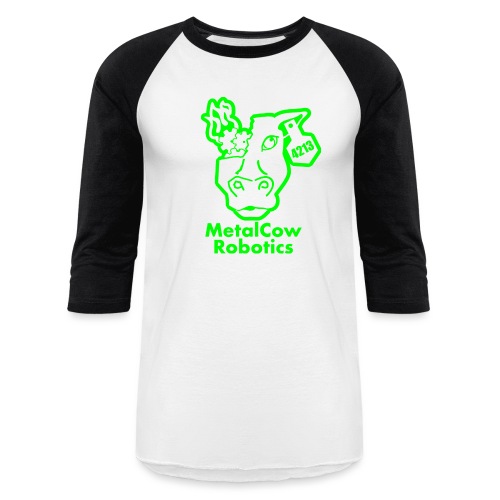 MetalCowLogo GreenOutline - Unisex Baseball T-Shirt