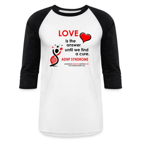 LOVE IS THE ANSWER Red and Black - Unisex Baseball T-Shirt
