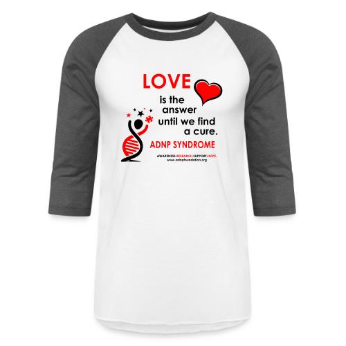 LOVE IS THE ANSWER Red and Black - Unisex Baseball T-Shirt