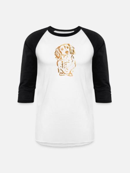 Golden Pup Silhouette Art - Unisex Baseball T-Shirt - white/black