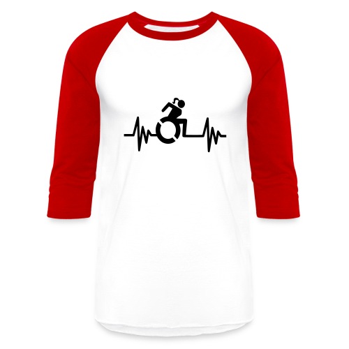 Wheelchair girl with a heartbeat. frequency # - Unisex Baseball T-Shirt