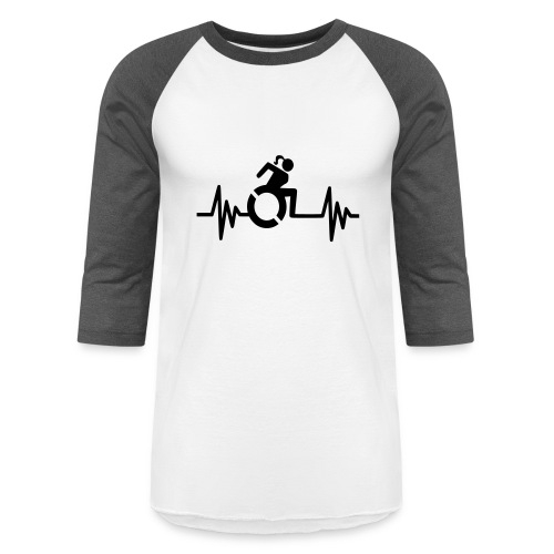 Wheelchair girl with a heartbeat. frequency # - Unisex Baseball T-Shirt
