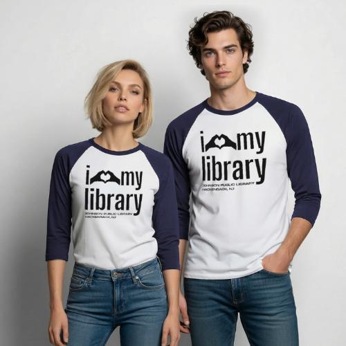 I Love My Library (Black) - Unisex Baseball T-Shirt