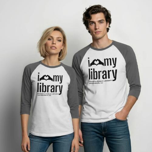 I Love My Library (Black) - Unisex Baseball T-Shirt